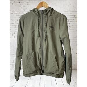 Vans Olive Green Checkered Sleeve Windbreaker Jacket Men's Size Small